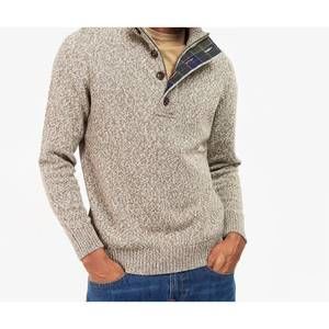 NEW BARBOUR sid half zip sweater in stone marl